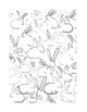 Pattern of black rabbit outlines on a white background