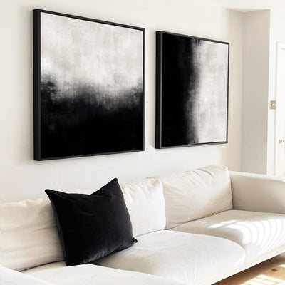 large abstract beige and black canvas art