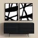 premium framed canvas abstract wall art, black white monochrome abstract design