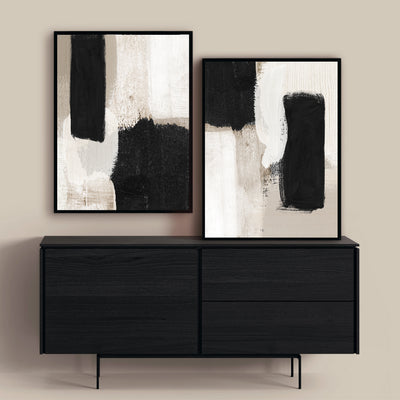 abstract wall art premium framed canvas beige stone black neutral