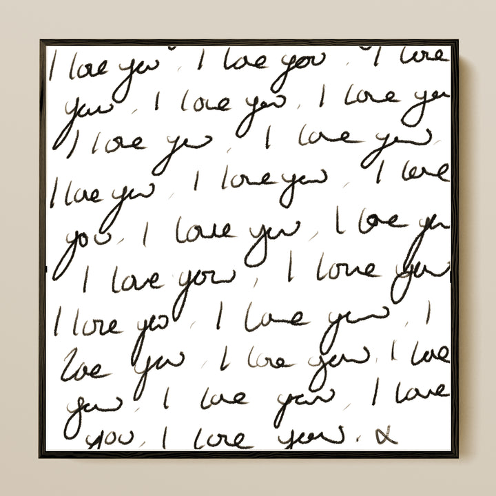 premium framed canvas abstract contemporary white black font love you