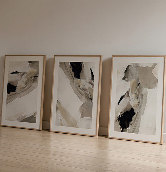 abstract wall art print, beige, brown, neutral, nude, black, white
