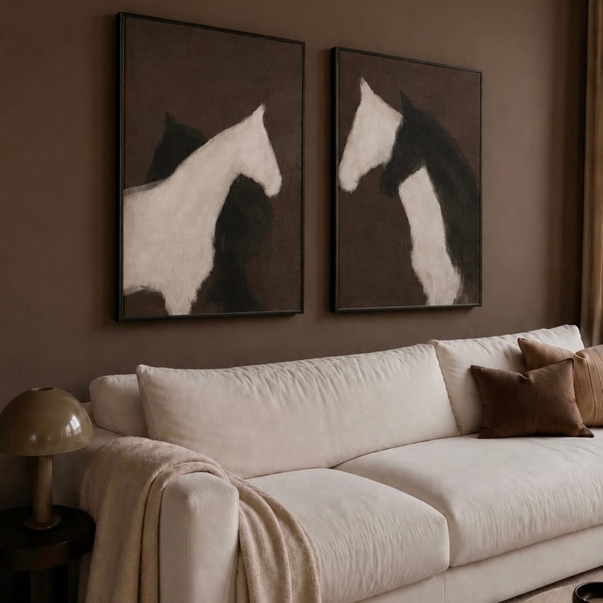 HORSES FRAMED CANVAS SET OF 2