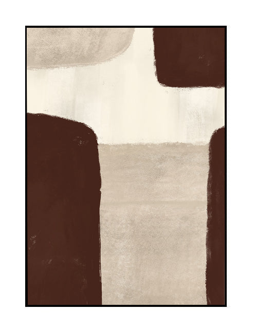 premium wall art print, abstract, beige, brown, red, neutral