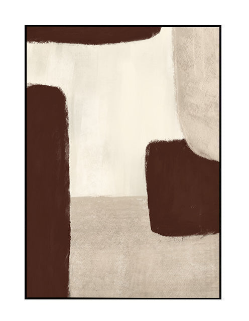 premium wall art print, abstract, beige, brown, red, neutral