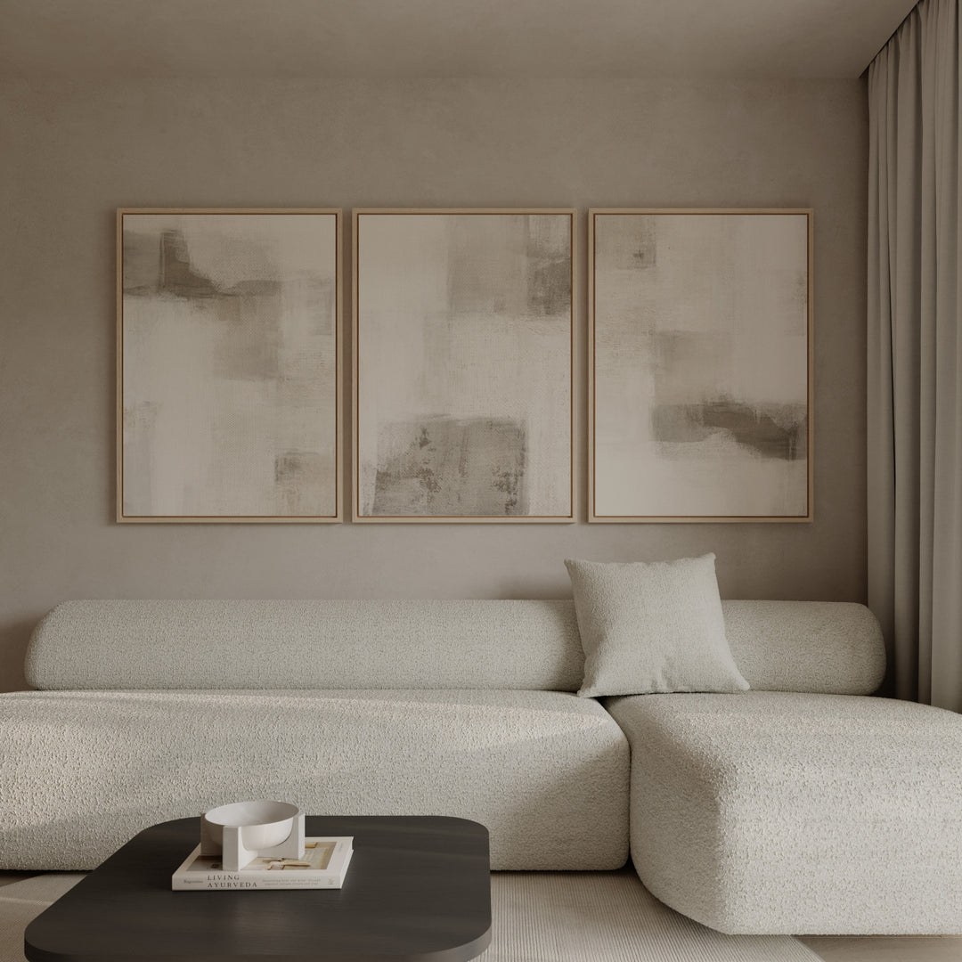 premium abstract cotton framed canvas, neutral, cream, brown, beige, textured art