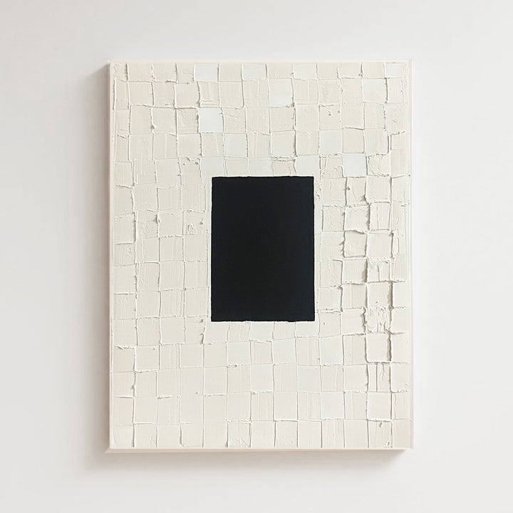 premium abstract canvas, handmade, textured, white, black, wood frame