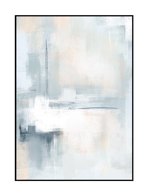 wall print, abstract, blue peach, white, beige