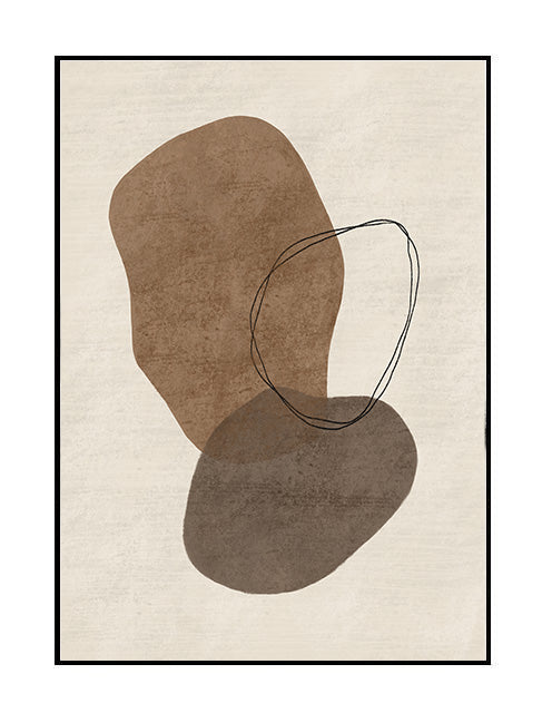 abstract wall art print layered circular shapes brown beige earthy nude palette