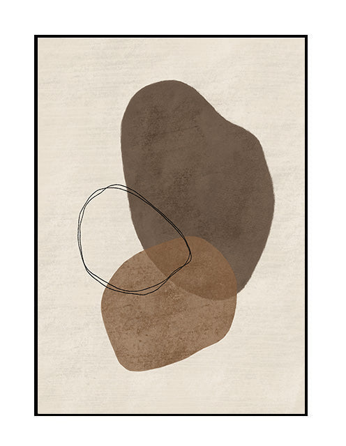abstract wall art print layered circular shapes brown beige earthy nude palette
