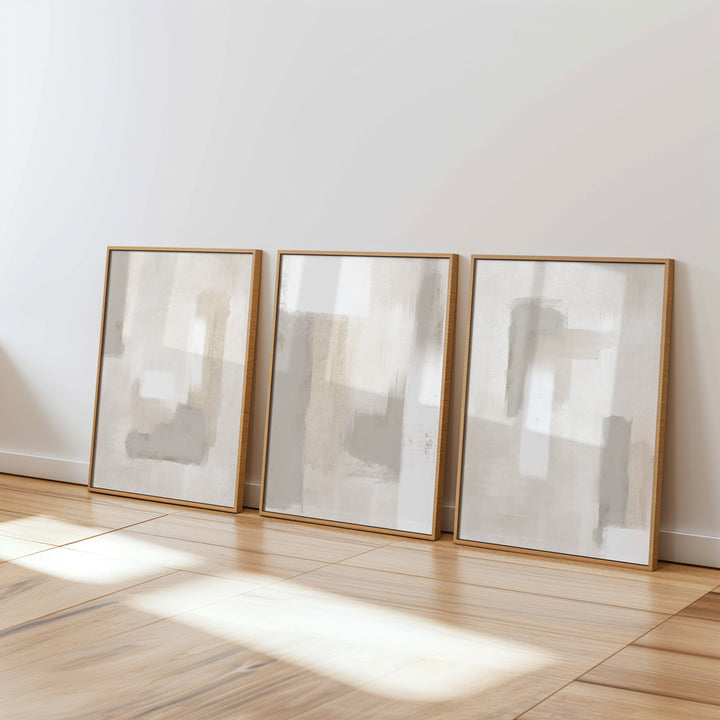 premium abstract wall art print in beige, white, neutral, soft brown