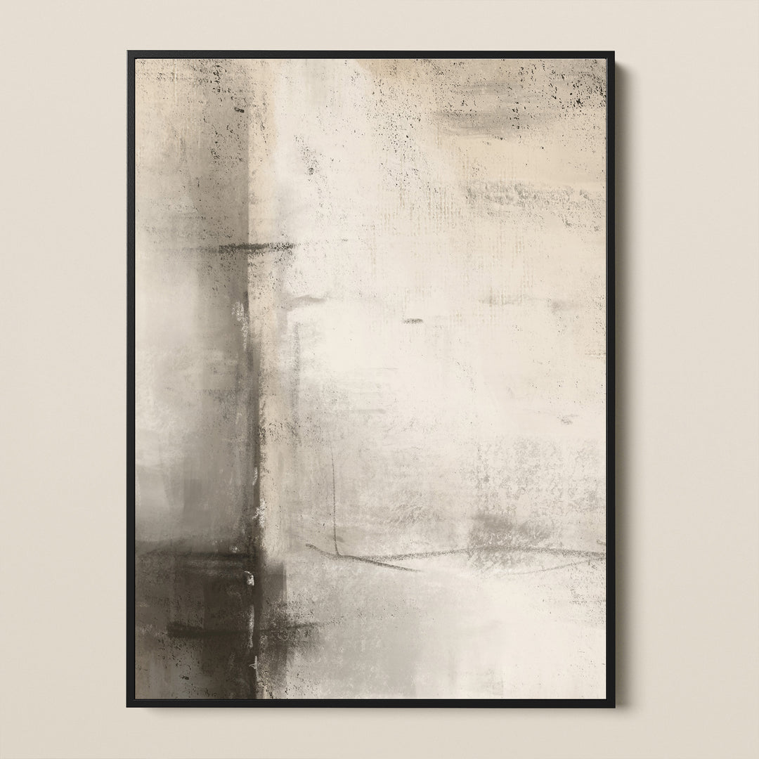 premium abstract framed cotton canvas, brown, grey, beige, cream, textured 