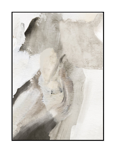 wall art print, abstract design, beige, chalk, neutral, white, black, brown