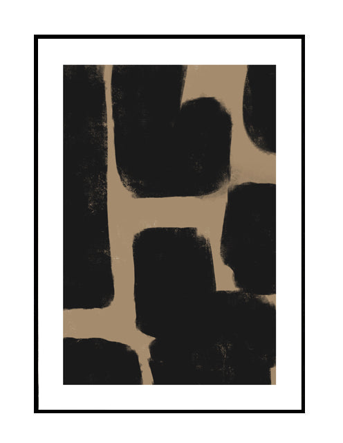Abstract artwork print, neutral, black, brown, giraffeprint