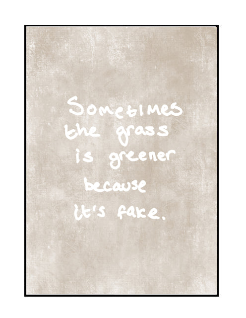 premium wall art typography print, beige neutral background with white handwritten text 