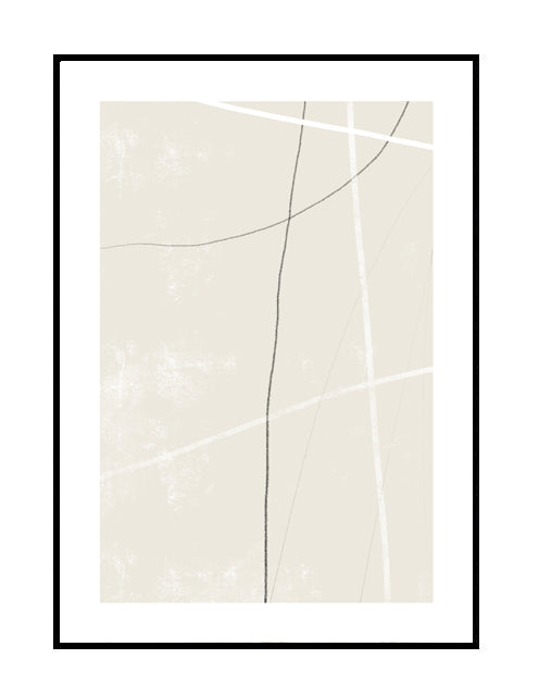 abstract wall art premium nude black white lines beige 