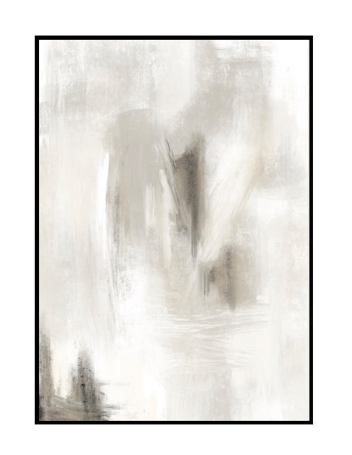 wall art print, calm, misty, layered brushstrokes, grey, white, beige , dreamy, soft, neutral tones