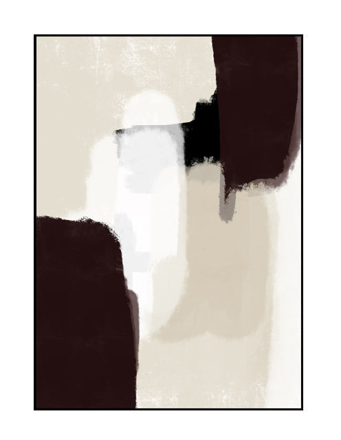 premium abstract wall art print with beige, brown, black, nude, white tones
