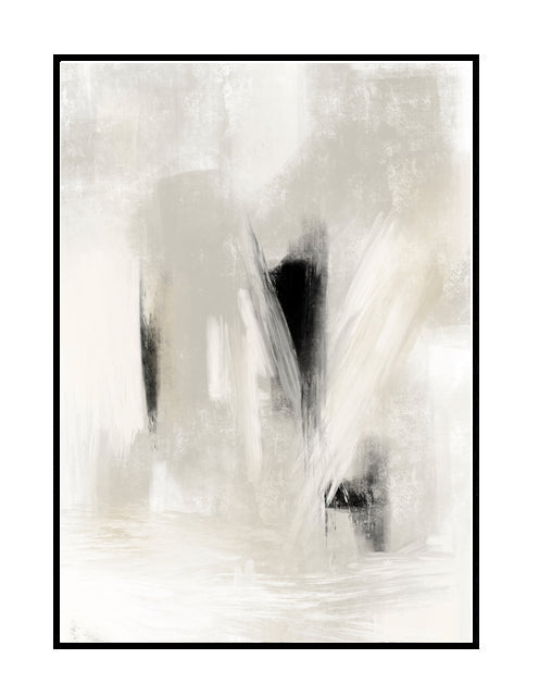 abstract wall print muted neutral tones black accents