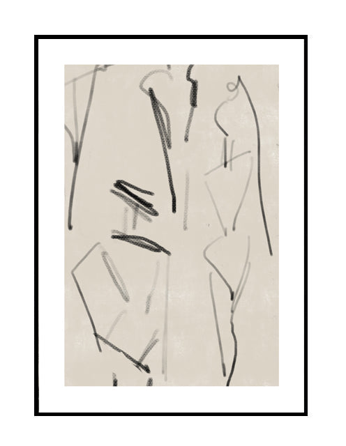 abstract wall art print neutral nude beige black white fashion 