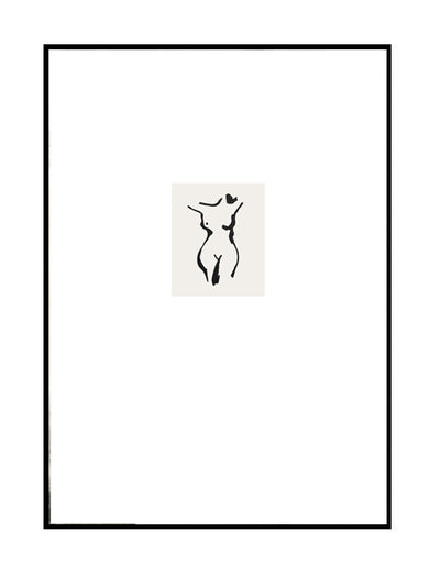 abstract wall art print white border nude neutral stone beige black illustrated drawing line