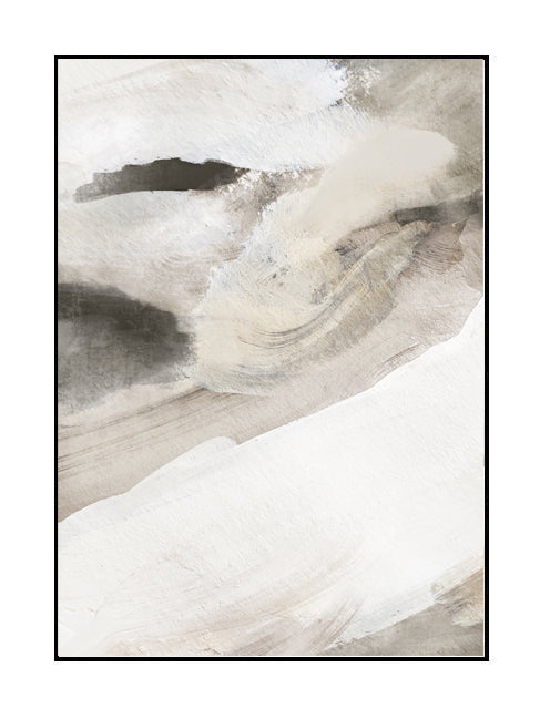 wall art print, abstract design, beige, chalk, neutral, white, black, brown