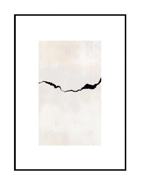 Abstract art work print, black, white, cream, neutral