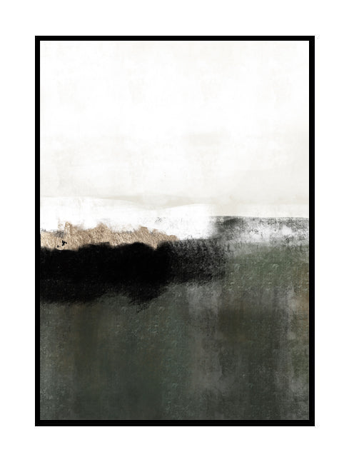 abstract wall art print dark green black gold beige stone nude