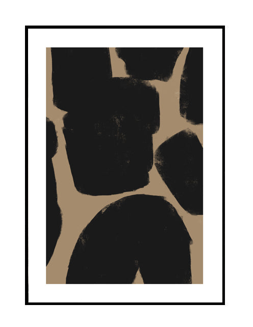 Abstract wall art print , giraffe print, black, brown, neutral
