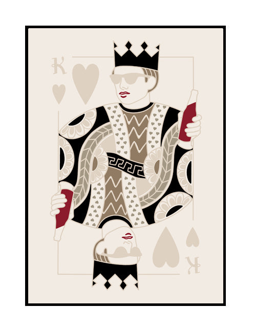 Graphic wall art print, cream, black, red, 