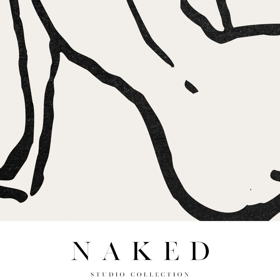 premium wall art print naked line figure black nude background
