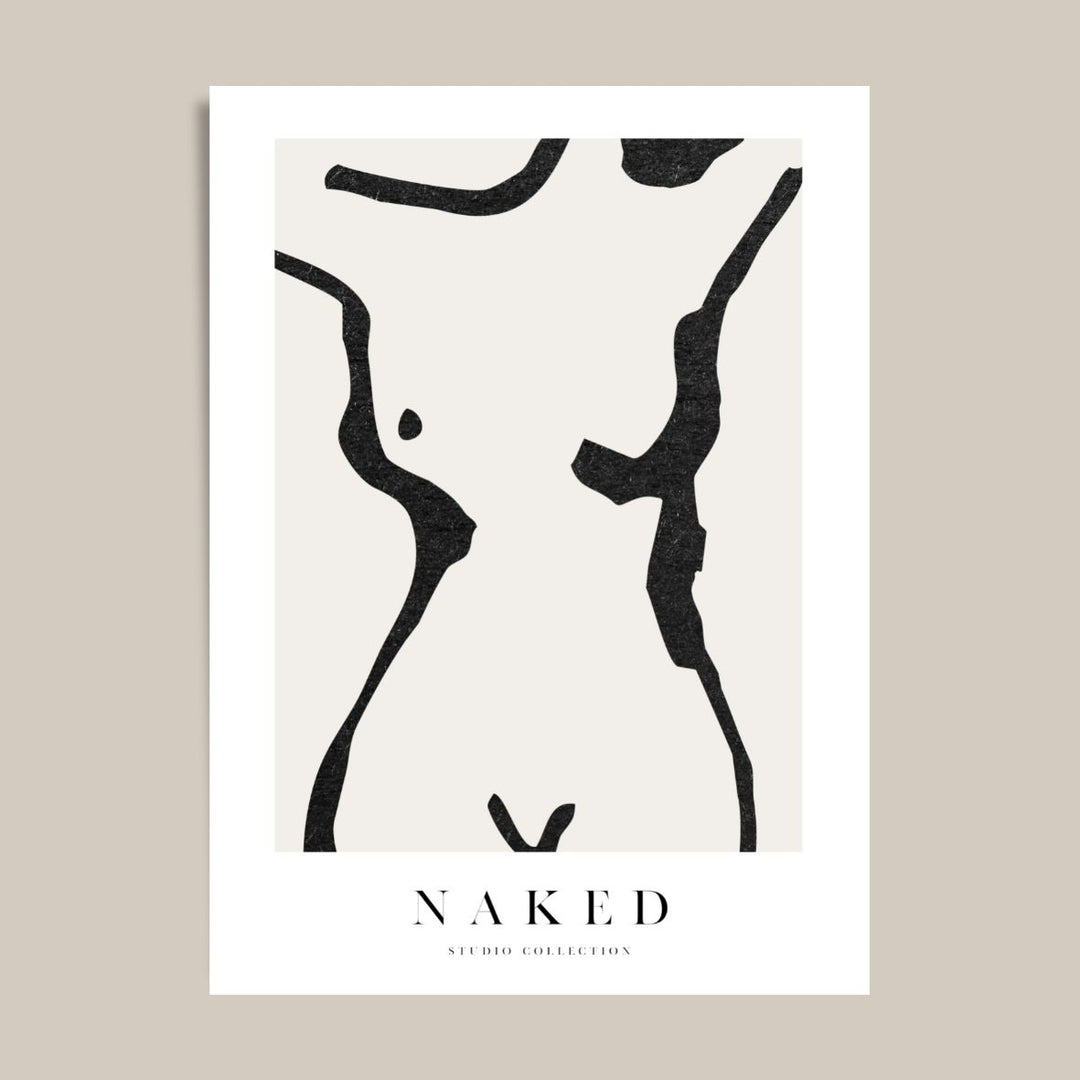 premium wall art print naked line figure black nude background
