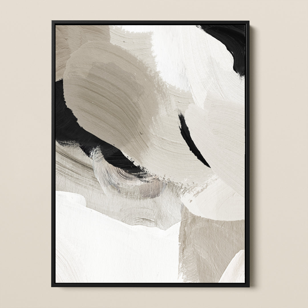 large beige and black abstract canvas 