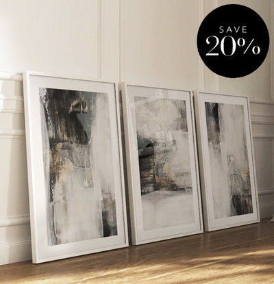 abstract wall art print framed gallery wall set grey blue black white