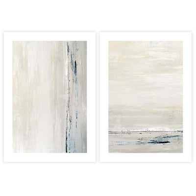 abstract, wall art, print, beige, blue, white