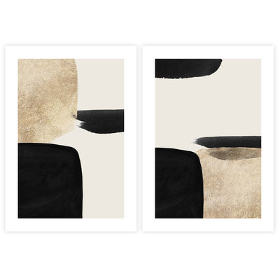 abstract, wall art, print, black, gold, beige