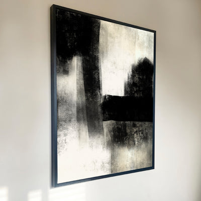 premium framed abstract canvas, black, white, nude, neutral