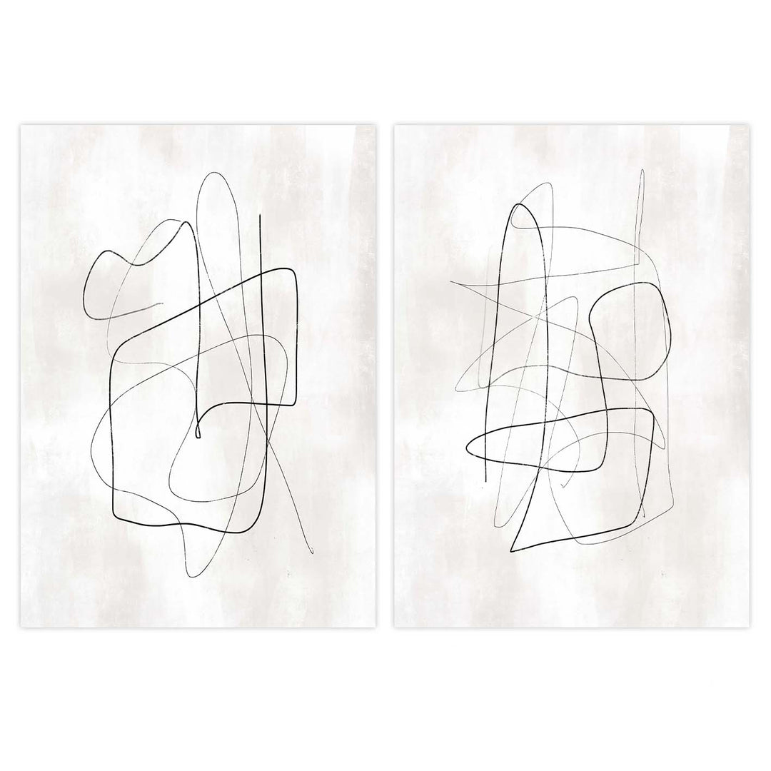 abstract, wall art, print, beige, white, black