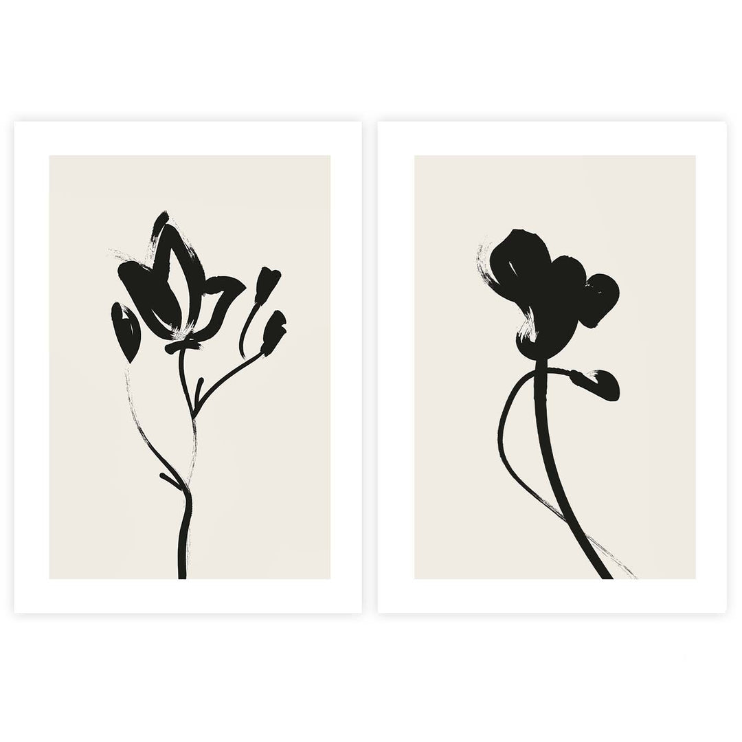abstract, wall art, prints, black, beige