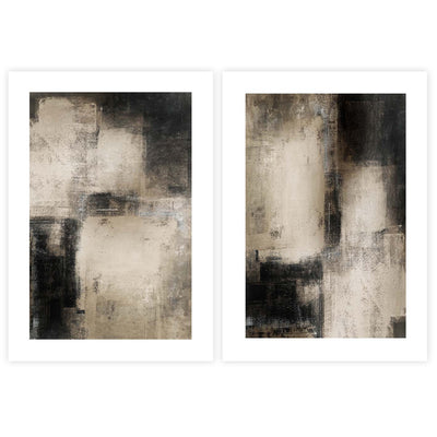 abstract, wall art, print, black, beige