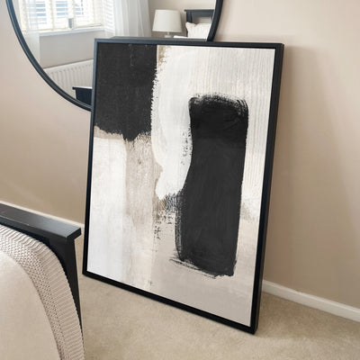 abstract wall art premium framed canvas beige nude neutral black