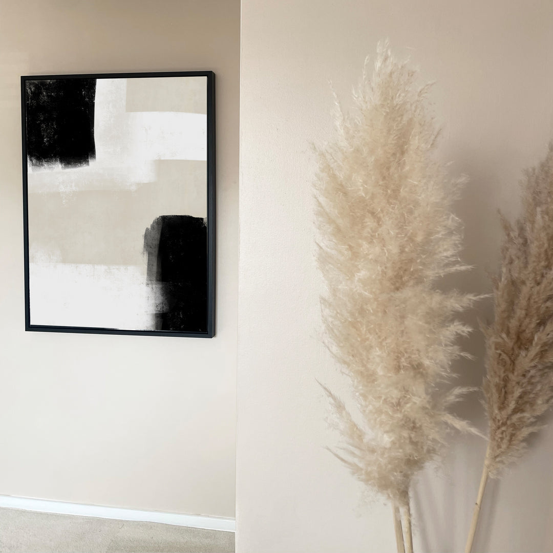 black and beige abstract canvas 