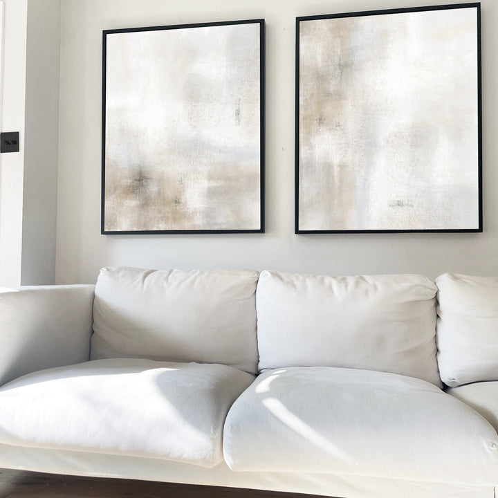 premium framed abstract art canvas neutral grey beige blue nude