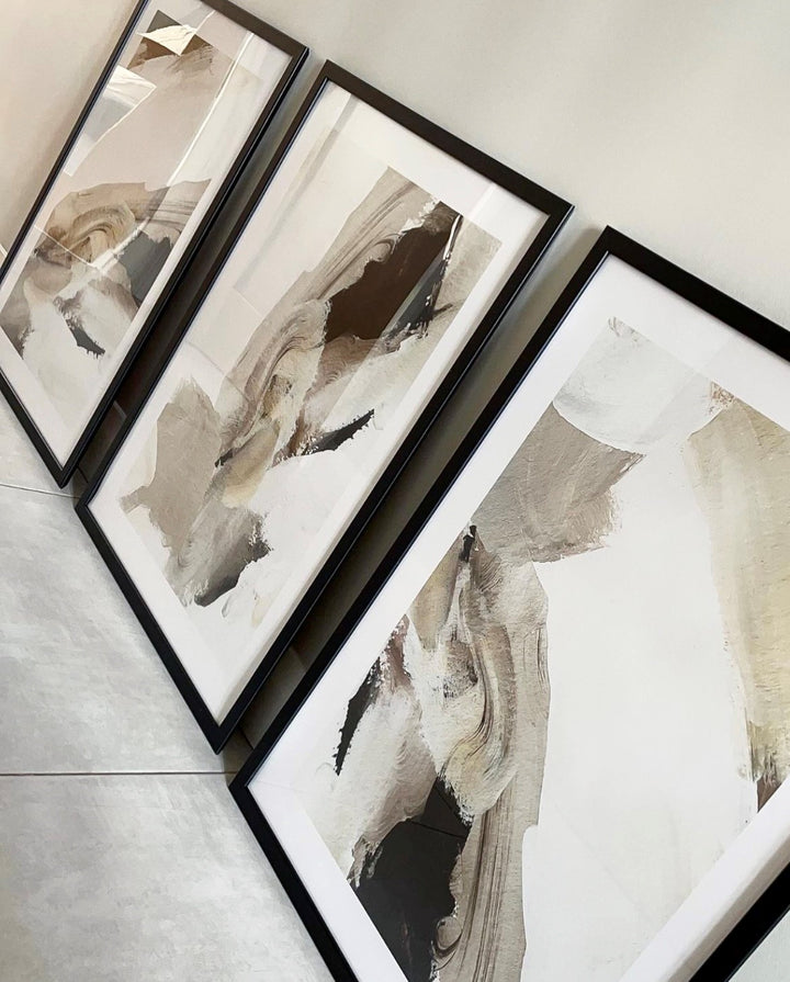 abstract wall art print framed gallery wall beige black nude neutral white