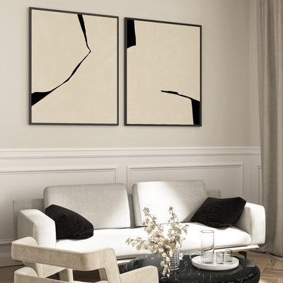 abstract wall art premium framed canvas black neutral nude 