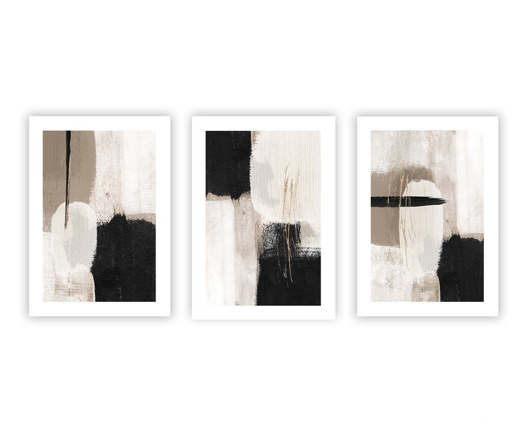 premium abstract wall art print framed gallery wall set beige brown neutral white black gold detail