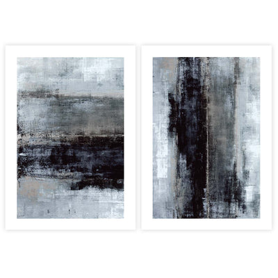 abstract, wall art, print, blue, white