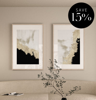 Abstract, wall art, print, premium frame, black, gold, beige 