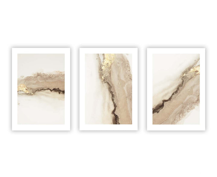 abstract wall art print framed gallery wall set gold neutral beige white