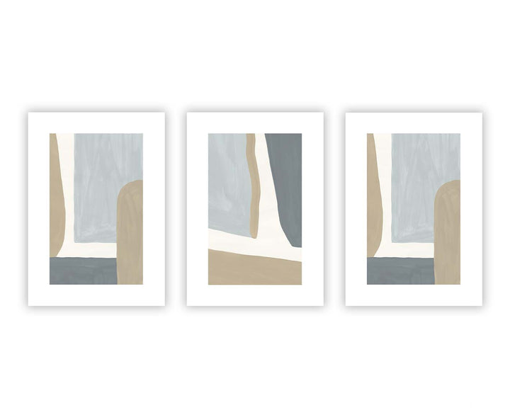 abstract wall art print beige blue stone 